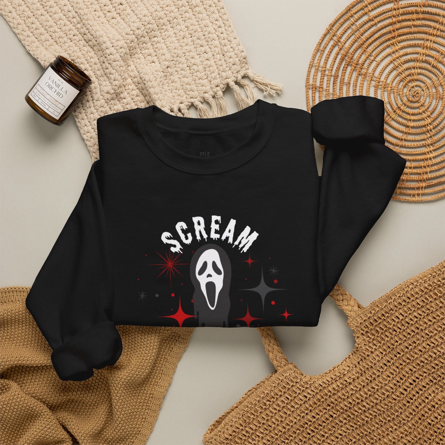 Scream Queen Sweatshirt – Halloween Horror Face Graphic Crewneck